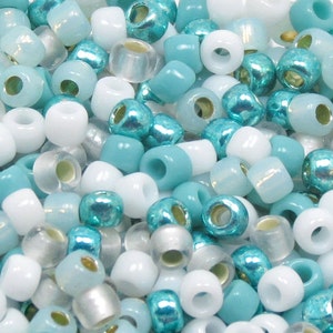 6/0 Custom Seed Bead Mix 609 - Turquoise And White Seed Bead Mix - Kumihimo Beads - (10grams-25 grams-50 grams) bild 1