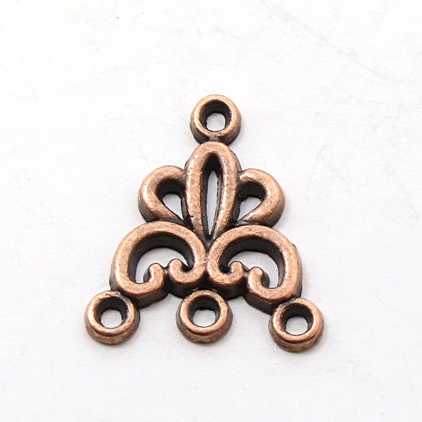 10 pcs. Antique Copper Chandelier Link - Tibetan Style Chandelier Component - 19mm x 16mm - Antique Copper Y Connector (00428)