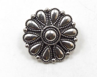 Silver Southwestern Concho Buttons - Antique Silver Metal Shank Buttons - 30mm (1 3/16") Sewing Buttons - 3pcs (BU9396)