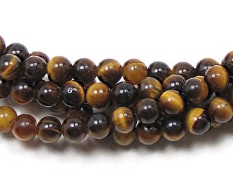 4mm Tiger Eye Beads, Tiger Eye Gemstone Beads,  4mm Round Tiger Eye Beads, 15.3" Strand, Approximately 90 pcs
