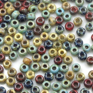 6/0 Custom Picasso Mix 600 Miyuki Picasso Seed Bead Mix Turquoise, Cobalt, Red, Brown, Yellow 10grams-25 grams-50 grams image 4