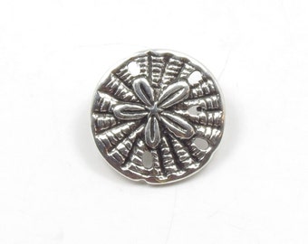 6 pcs. Silver Sand Dollar Button - Antique Silver Metal Shank Buttons - 19mm (3/4") Sand Dollar Sewing Buttons - 6 pcs. Bu4103