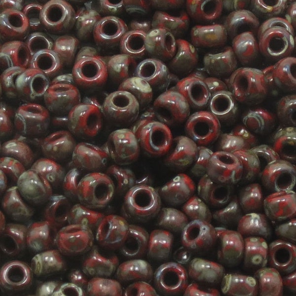 6/0 MIYUKI SEED BEADS - Opaque Red Picasso - 4513 - (10grams-25 grams-50 grams)