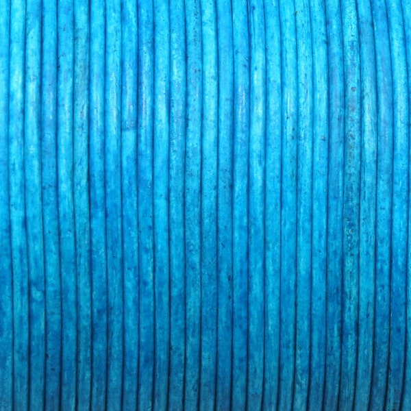 1.5mm Icy Blue Round Leather Cord - 1.5mm Round Indian Leather Cord - Blue Round Leather Cord For Jewelry Making