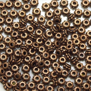 100pcs Antique Copper Metal Spacer Bead - 5 x 3mm - 2mm hole - Zinc Alloy Antique Copper Spacer Bead - (1362-AC)