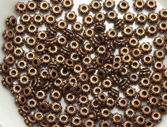 100pcs Antique Copper Metal Spacer Bead - 5 x 3mm - 2mm hole - Zinc Alloy Antique Copper Spacer Bead - (1362-AC)
