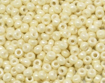 6/0 Cream Ceylon Seed Beads - Miyuki #594 - Cream Colored Seed Beads - Japanese Seed Beads - 10 Grams