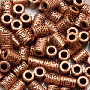 25 or 50pcs ANTIQUE COPPER CYLINDER Spacer Bead - 9mm x 7mm - Hole 3.5mm - Zinc Alloy Lead And Cadmium Free - Large Hole Bead (25 or 50pcs) Bild 1