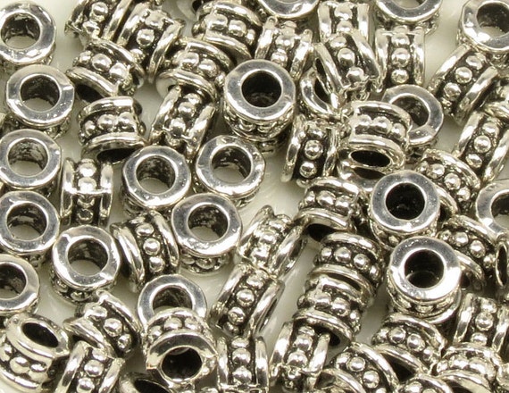 50 Pcs ANTIQUE SILVER CYLINDER Spacer Bead-6mm X 4mm-zinc Alloy - Main Image