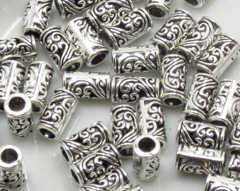 Antique Silver Cylinder Spacer Bead - 8.5mm x 5mm - Hole Approx. 3mm - Antique Silver Column Bead - Silver Tube Bead - (50 pcs , 100 pcs)