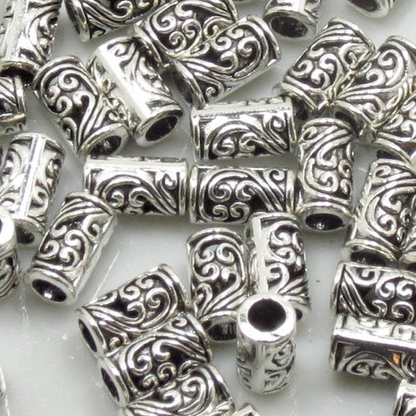 Antique Silver Cylinder Spacer Bead - 8.5mm x 5mm - Hole Approx. 3mm - Antique Silver Column Bead - Silver Tube Bead - (50 pcs , 100 pcs)