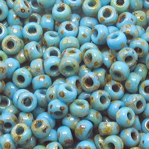 6/0 MIYUKI SEED BEADS - Opaque Turquoise Picasso - 4514 - (10grams-25 grams-50 grams)