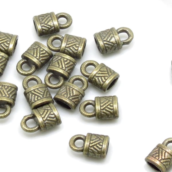 20 TIBETAN STYLE CORD Ends - Antique Bronze - 10mm x 6.5mm - Hole 2.5mm x 4.5mm - Lead Free And Cadmium Free