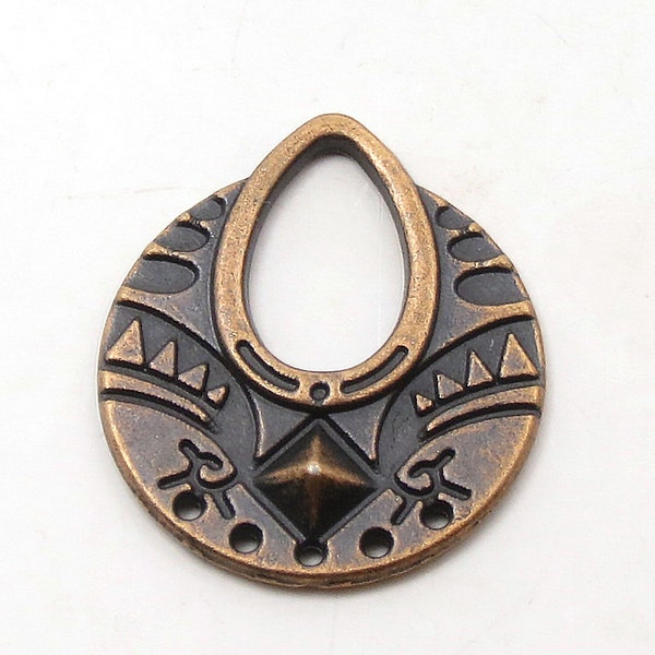 10 pcs. Antique Copper Tribal Connector - Tibetan Style Ethnic Earring Link - 25mm x 22.5mm -(EA456)
