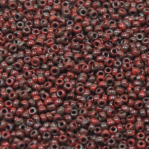 11/0 Miyuki Seed Beads - Opaque Red Picasso - #4513 - (10 grams - 25 grams - 50 grams)