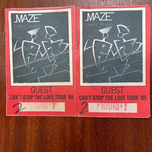 Two Vintage Maze featuring Frankie Beverly Can&#39;t Stop The Love Tour &#39;85 Backstage Passes