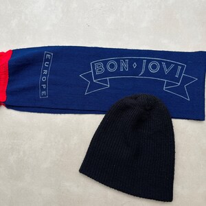 Vintage Bon Jovi New Jersey Europe  1988 Scarf with Jon Bon Jovi owned Wool Cap