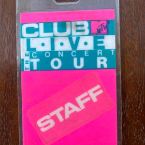 Vintage Club MTV Live The Concert Tour Staff All Access Pass