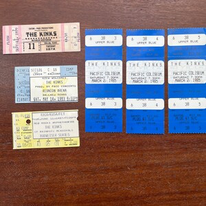 The Kinks 70er und 80er Konzertkarten Lot von 6