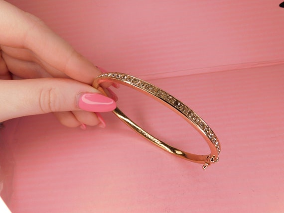 Rose Gold GIVENCHY Bangle Rhinestone Bracelet - image 2