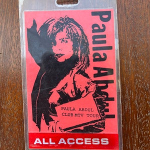 Vintage Paula Abdul 1989 Club MTV Tour All Access Pass.