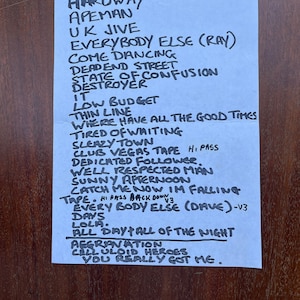 Vintage The Kinks 1989 Setlist