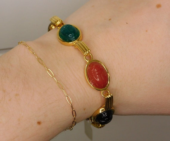 Vintage Gold Colorful Bracelet - image 1