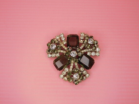 Vintage XL Rhinestone Silver Pin - image 2