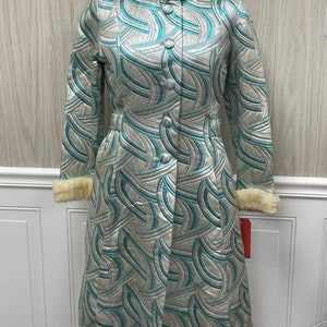 Teal,Blue,Silver and White Fur dress with coat