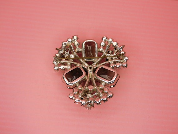 Vintage XL Rhinestone Silver Pin - image 3