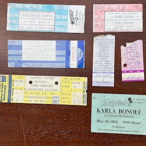 Vintage Konzertticket Stubs 1980er Jahre Lot von 7 The Who, ZZ Top, Linda Ronstadt, George Michael, C S N, Kansas, Karla Bonoff