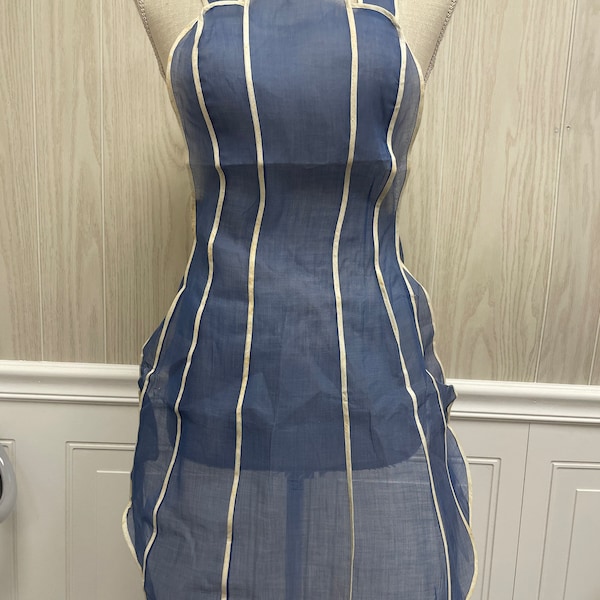 NWT Vintage blue tailored sheer organdie apron