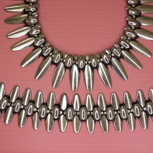 Vintage Silver Tone Modernist Necklace and Bracelet Set