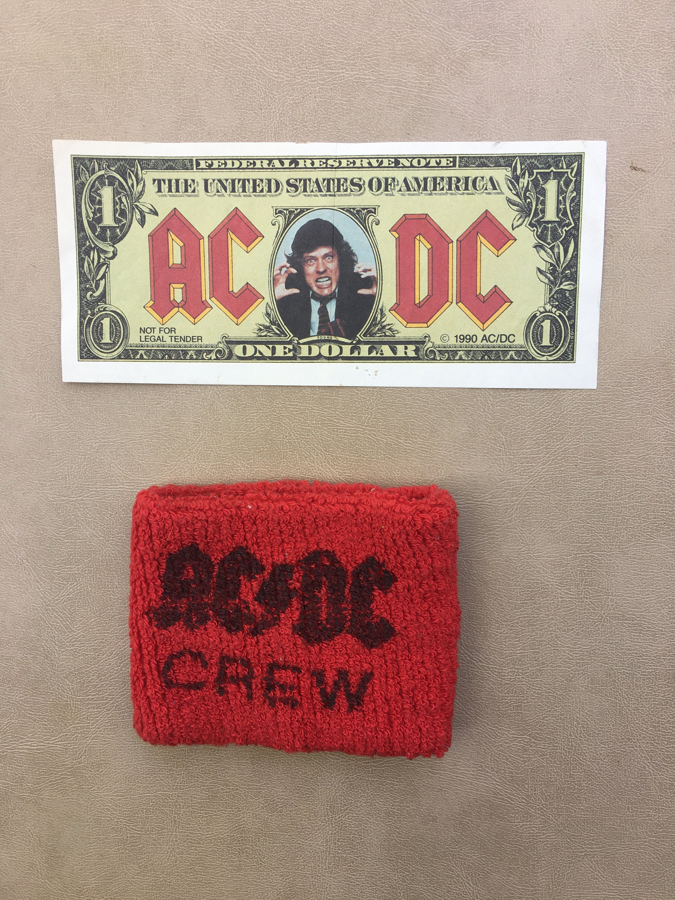Vintage AC/DC World Tour 1990-91 Local Crew T-shirt, Sweatband ...
