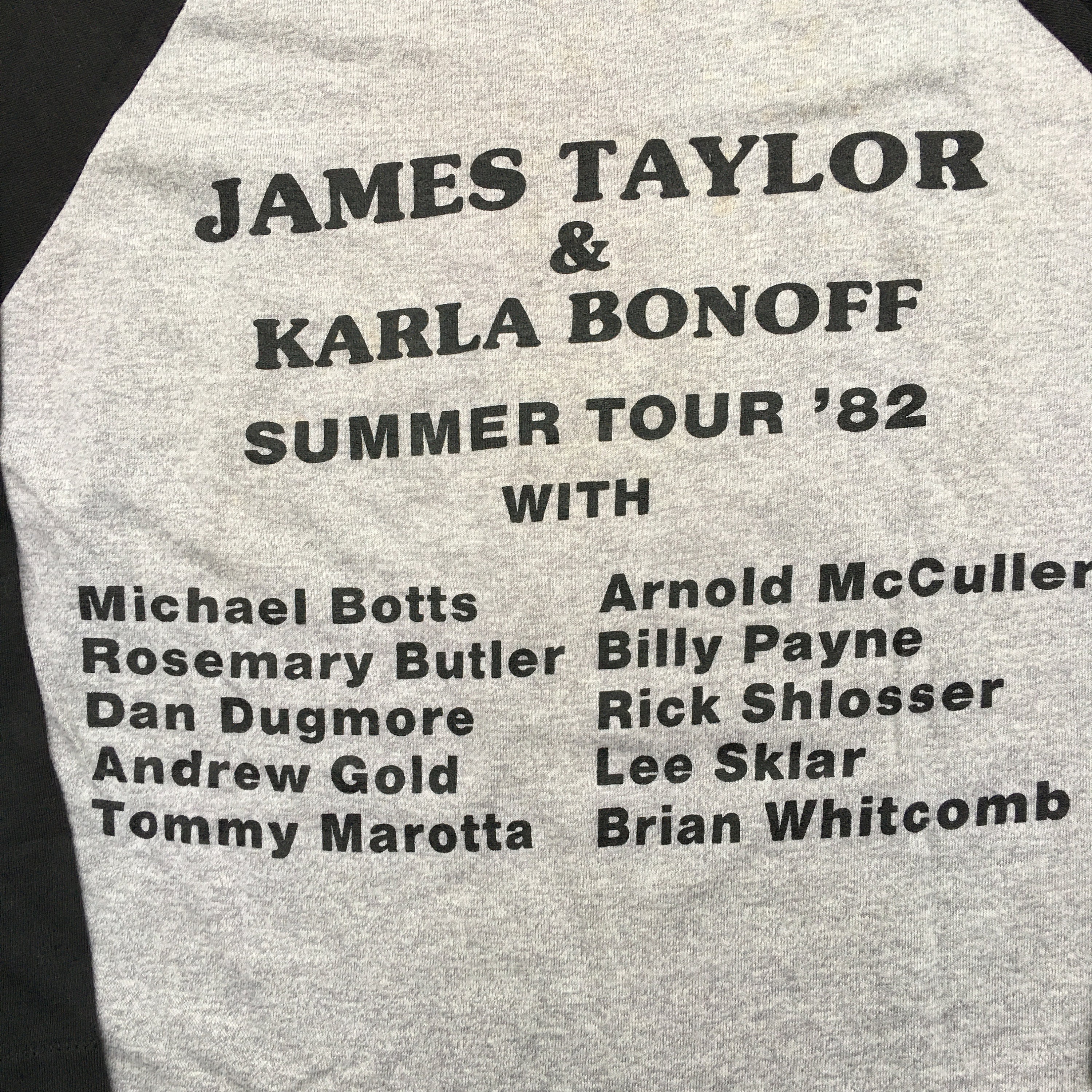 James Taylor Karla Bonoff Tシャツ 1982年 Vintage James Taylor Karla Bonoff 1982 Mid South Concerts T