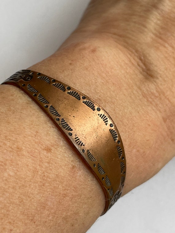 Vintage solid Copper Mexico Indian cuff bracelet