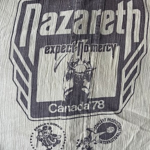Vintage Nazareth  1978 &quot;Expect No Mercy&quot; Canadian Tour Cargo Shirt
