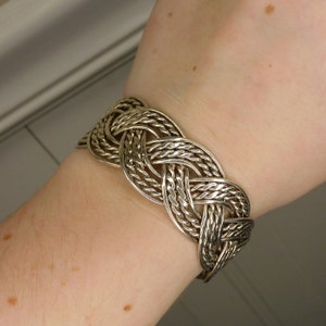 Vintage Silver Braided Bangle Bracelet  Cuff Bracelet