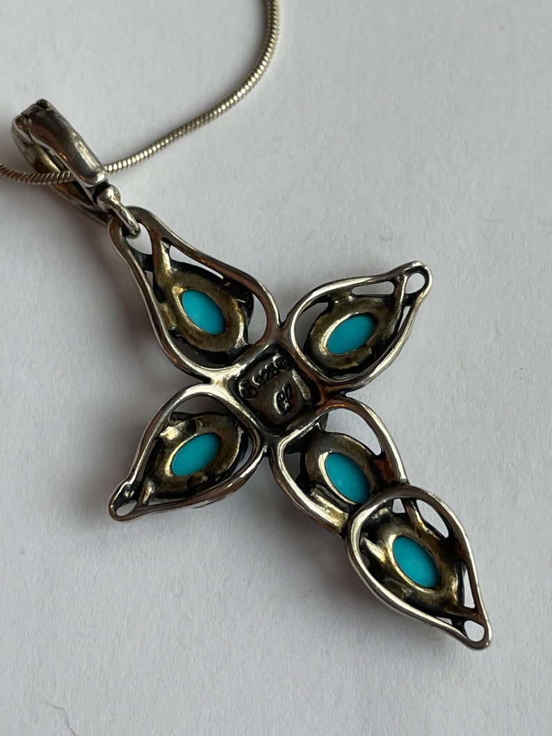 Carolyn Pollack Turquoise Sterling Cross Necklace - Etsy
