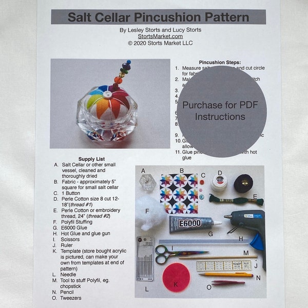 Salt Cellar Pincushion Pattern