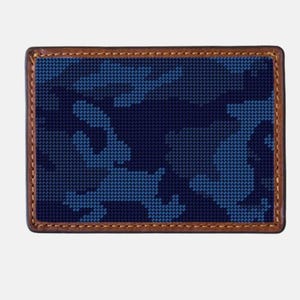 Cartera de camuflaje, Cartera azul marino, Cartera cosida a mano, Cartera de punto de aguja, Cartera de cuero, Cartera para tarjetas, Cartera de hombre, Cartera de cuero con camuflaje para tarjetas