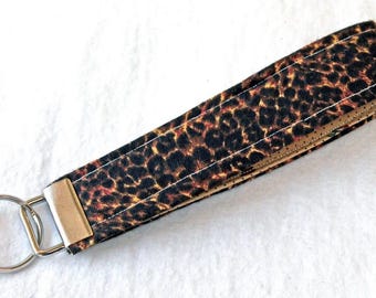 Cheetah Print Wristlet Key Fob, Floral Inner Wrist