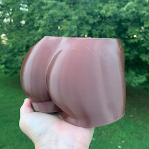 3D Printed Booty Planter: Chocolate Brown Body Pot with Drainage
