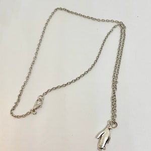 Silber Ton Pinguin Charm Halskette - Edelstahl Kette