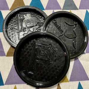 Pittsburgh Sports 3D Printed Black Coasters Hockey Football Baseball Set of 3 Penguins, Steelers, Pirates