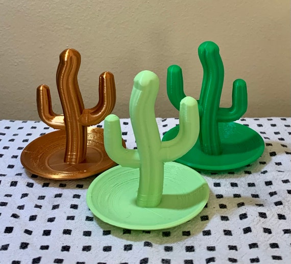 Cactus Plant Ring Stand Jewelry Holder 3D Printed Trinket Tray