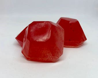 Set of 3 Red Sands Ruby Red Gem Stone Glycerin Soap - Sparkle Jewel soap - Party Favors - Wizardry Oz - Gift for Her - Dorothy Slippers