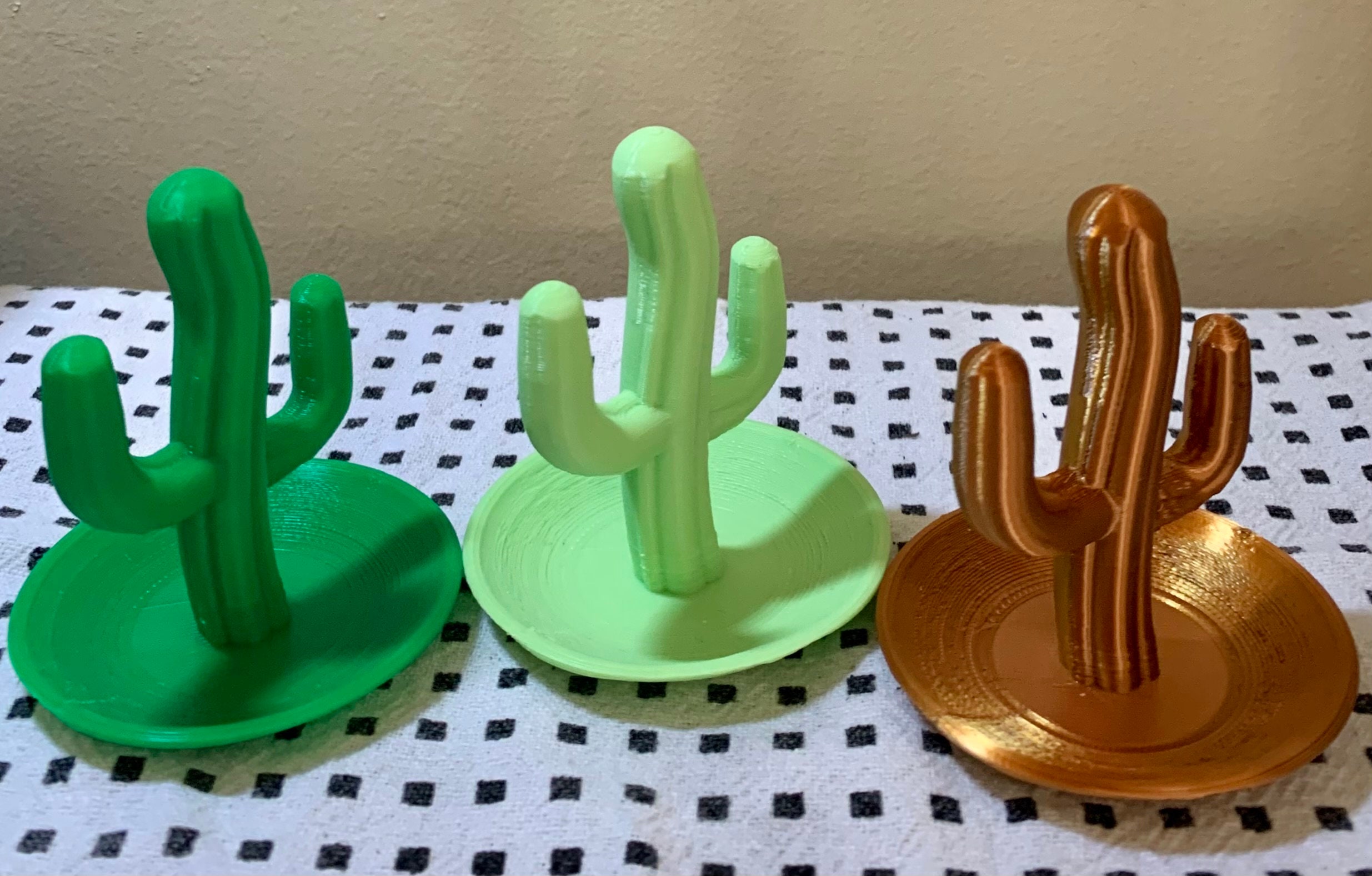 Cactus Plant Ring Stand Jewelry Holder 3D Printed Trinket Tray