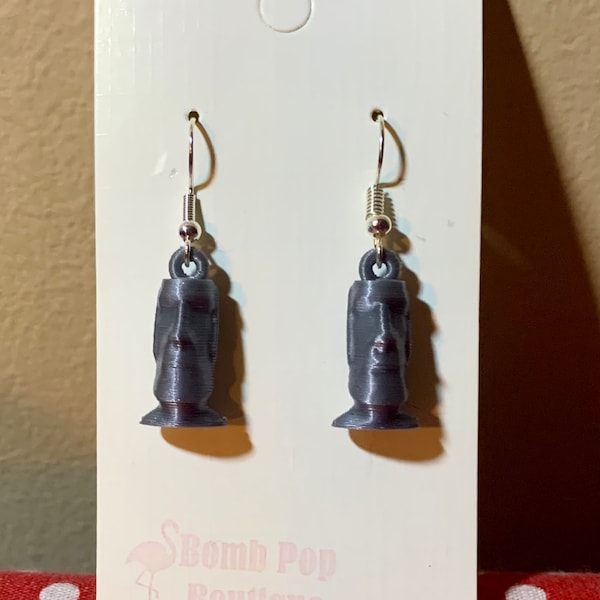 Moai Easter Island Head 3D Printed Statue Dangle Earrings -Tiki Jewelry Drop Earrings