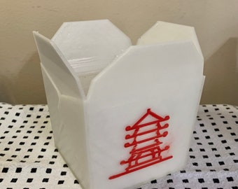 Chinese Take Out Box 3D Printed Planter with Chop Sticks - Cactus Pot Succulent Planter